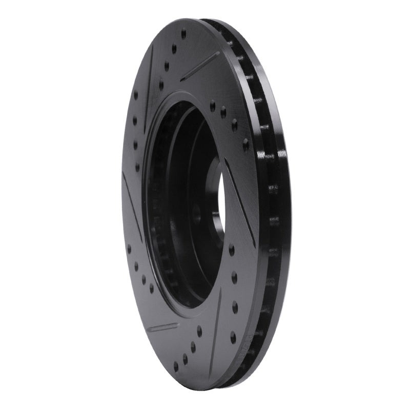 R1 00-15 Ford Ikon (Mexico / Made In India) Front Right Drilled & Slotted Black Brake Rotor