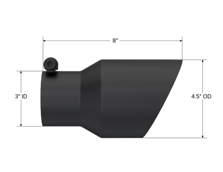 MBRP Universal Tip 4.5in OD 3in Inlet 8in Length Dual Walled Angled Exhaust Tip - Black