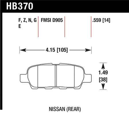 Hawk 03-07 350z / G35 / G35X w/o Brembo Performance Ceramic Street Rear Brake Pads