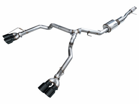 AWE Tuning 2021+ GMC Tahoe/Yukon 5.3L 0FG Split Rear Exit Catback Exhaust - Quad Diamond Blk Tips