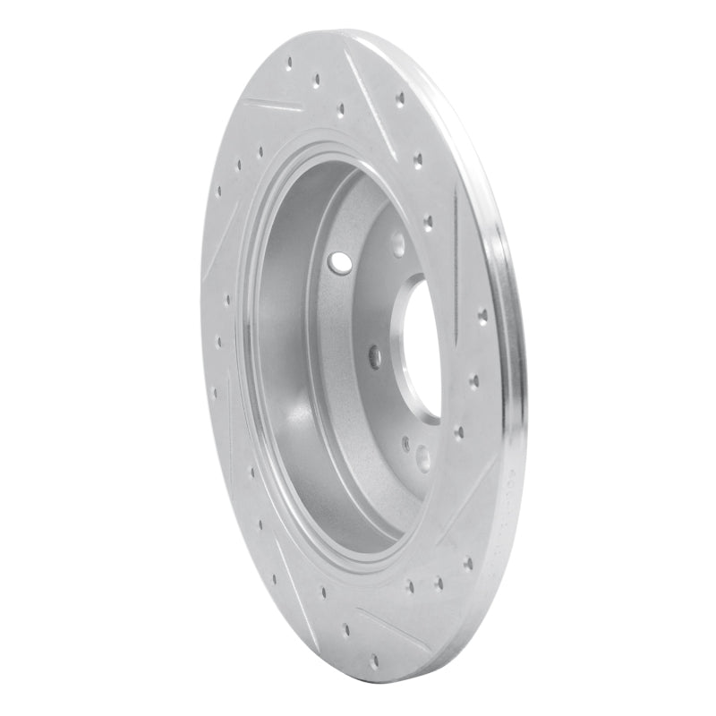 R1 18-23 Genesis G70 Rear Left Drilled & Slotted Silver Brake Rotor
