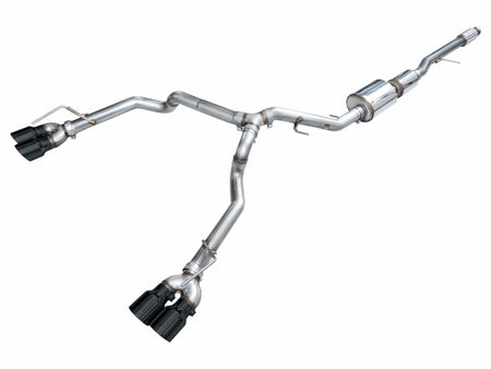 AWE Tuning 2021+ GMC Suburban/Yukon XL 5.3L 0FG Split Rear Exit Catback - Quad Diamond Blk Tips