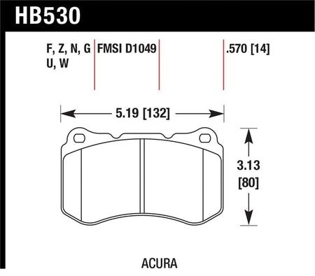 Hawk 07-08 Acura TL Type S Performance Ceramic Street Front Brake Pads