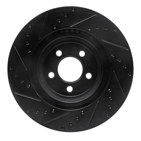 R1 09-23 Dodge Challenger Front Right Drilled & Slotted Black Brake Rotor