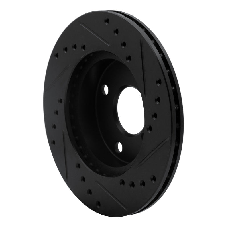 R1 90-93 Mazda Miata Front Left Drilled & Slotted Black Brake Rotor