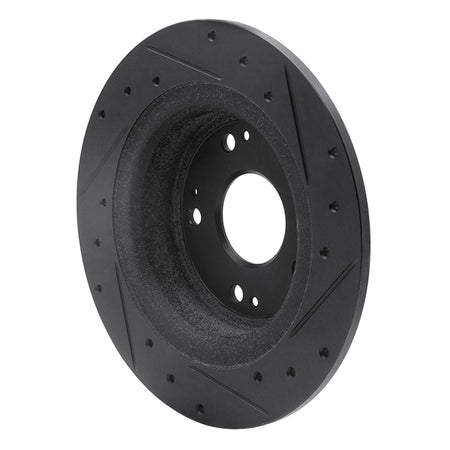 R1 05-17 Honda Accord Rear Left Drilled & Slotted Black Brake Rotor