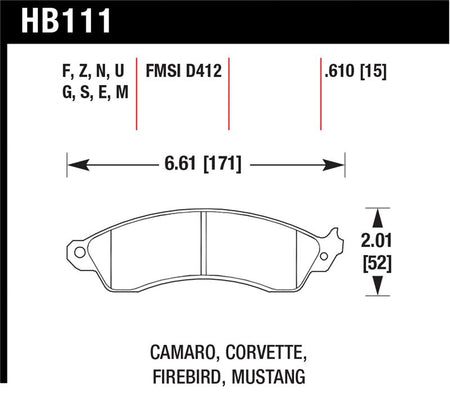 Hawk 94-04 Mustang Cobra / 88-95 Corvette 5.7L / 88-92 Camaro w/ HD Brakes Front Performance Ceramic