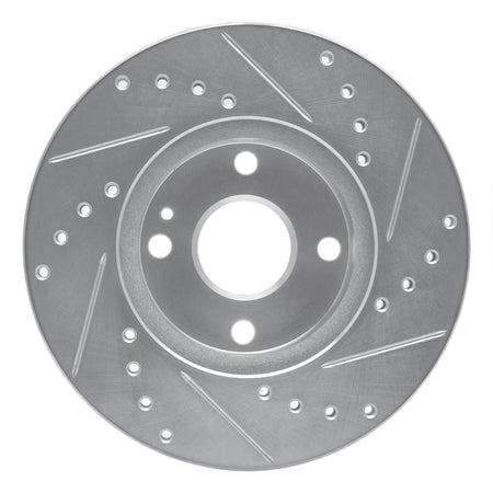 R1 94-02 Mazda Miata Front Left Drilled & Slotted Silver Brake Rotor