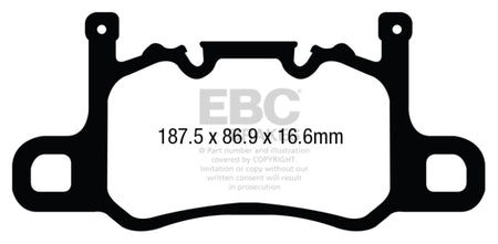 EBC 13-15 Porsche 911 (991) (Cast Iron Rotor only) 3.8 GT3 Yellowstuff Rear Brake Pads