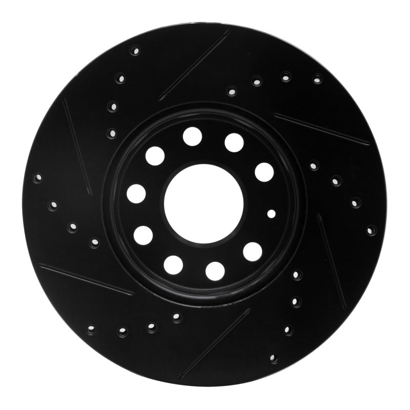 R1 05-25 Audi A3 (Mexico) Front Right Drilled & Slotted Black Brake Rotor