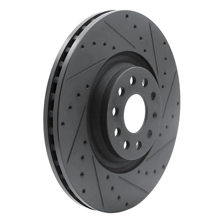 R1 2022+ Volkswagen GTI Mk 8 Front Right Drilled & Slotted Black Brake Rotor