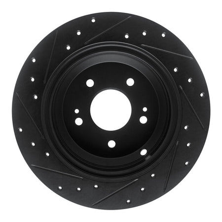 R1 18-23 Genesis G70 Rear Right Drilled & Slotted Black Brake Rotor