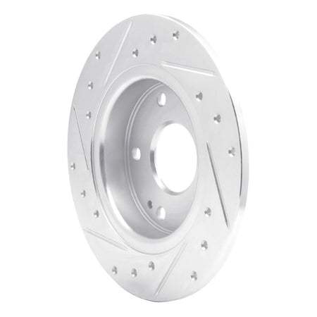 R1 16-25 Honda Civic Hatchback Rear Right Drilled & Slotted Silver Brake Rotor