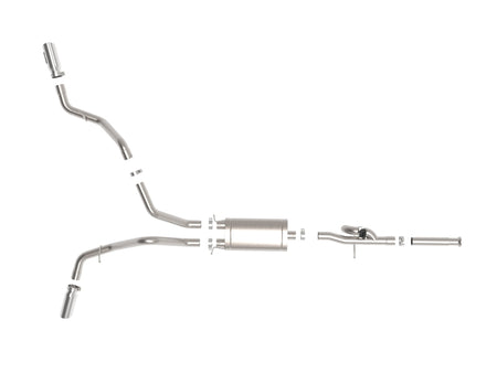 aFe Gemini XV Cat-Back Exhaust System GM Trucks 09-18 V6-4.3/V8-4.8/5.3L- Cut-Out Polished