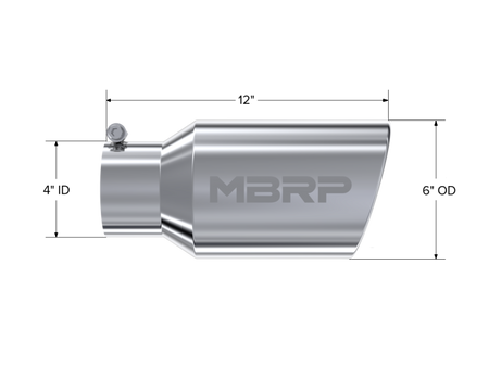 MBRP Universal Tip 6 O.D. Angled Rolled End 4 inlet 12 length