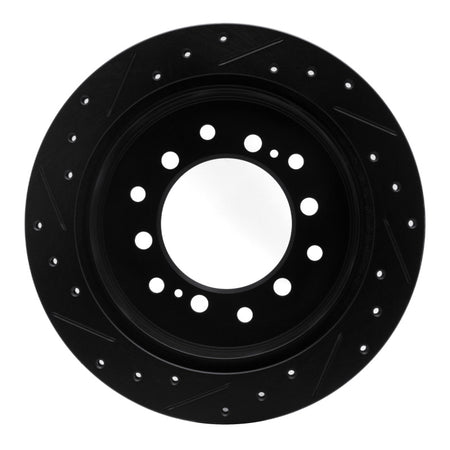 R1 10-24 Lexus GX460 Rear Right Drilled & Slotted Black Brake Rotor