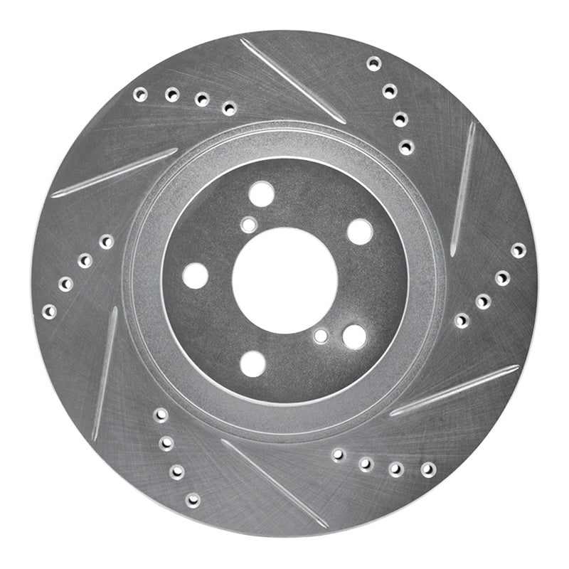 R1 04-25 Scion FR-S Front Right Drilled & Slotted Silver Brake Rotor