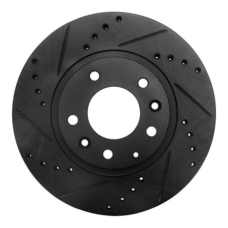 R1 06-15 Mazda MX-5 Miata Front Left Drilled & Slotted Black Brake Rotor