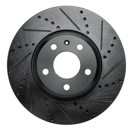 R1 08-25 Audi A4 Quattro Front Right Drilled & Slotted Black Brake Rotor