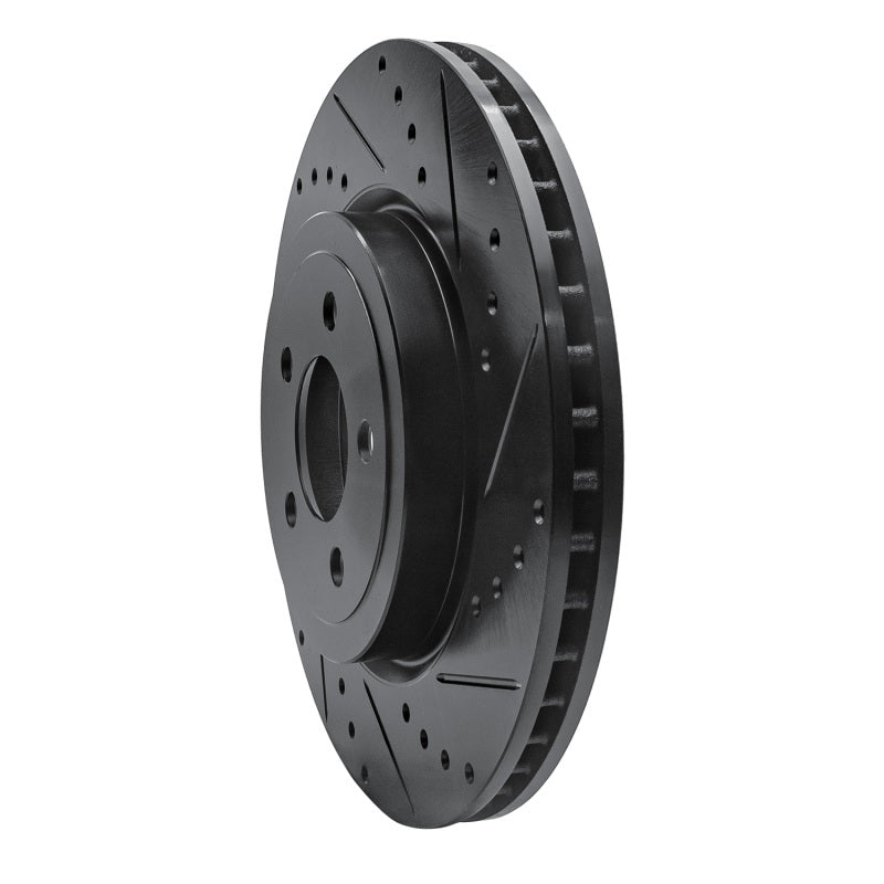 R1 09-23 Dodge Challenger Front Right Drilled & Slotted Black Brake Rotor