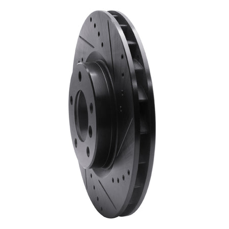 R1 95-99 BMW M3 E36 Left Front Drilled & Slotted Black Brake Rotor