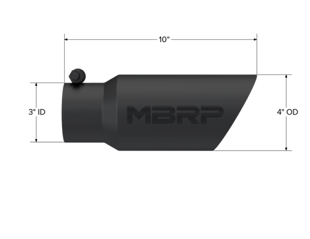 MBRP Universal Tip 4in OD 3in Inlet 10in Length Dual Wall Angled End Black