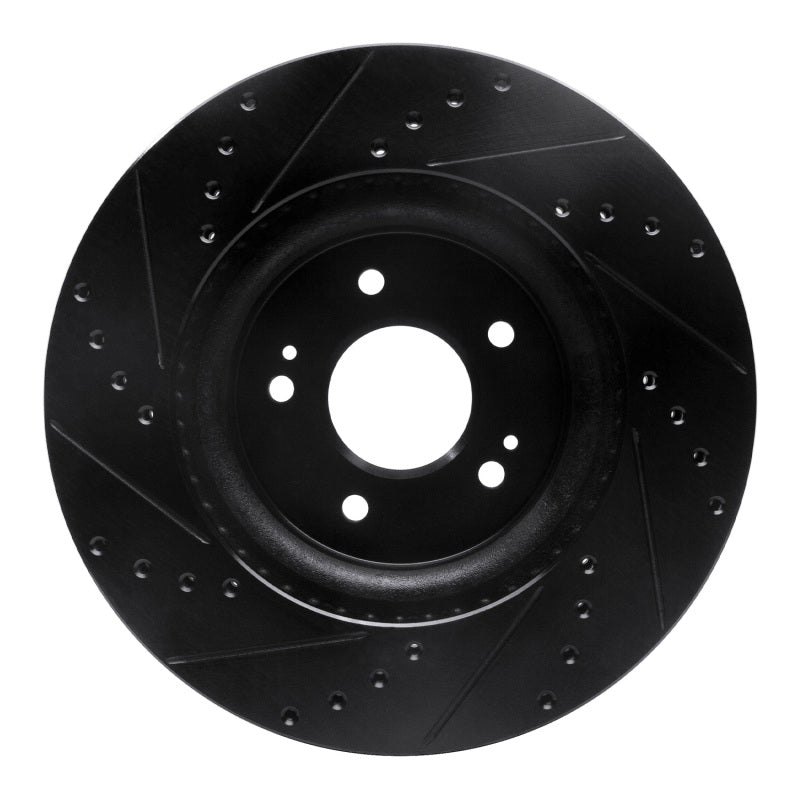 R1 18-23 Genesis G70 Front Right Drilled & Slotted Black Brake Rotor