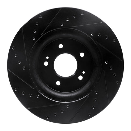 R1 18-23 Genesis G70 Front Right Drilled & Slotted Black Brake Rotor