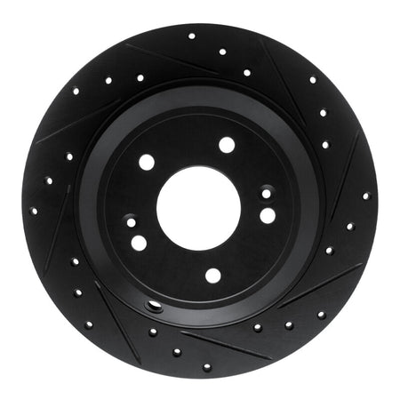 R1 18-23 Genesis G70 Rear Right Drilled & Slotted Black Brake Rotor