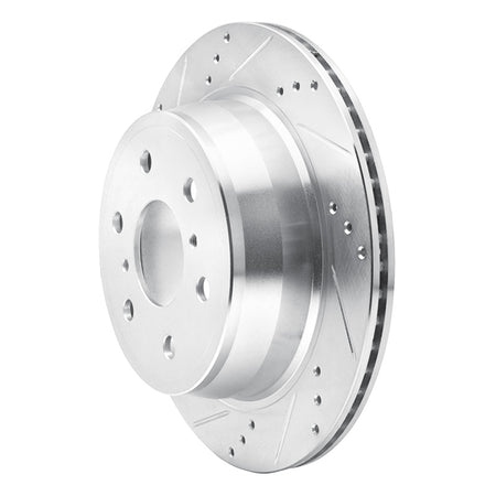 R1 07-20 Cadillac Escalade EXT Rear Left Drilled & Slotted Silver Brake Rotor