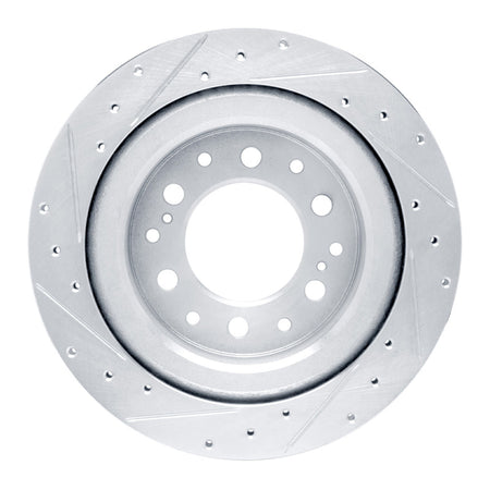 R1 2022-2025 Lexus GX550 Rear Right Drilled & Slotted Silver Brake Rotor
