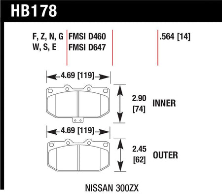Hawk 06-07 WRX / 89-96 Nissan 300ZX / 89-93 Skyline GT-R Performance Ceramic Front Pads
