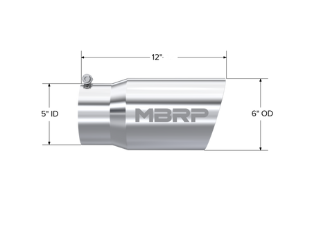 MBRP Universal Tip 6 O.D. Dual Wall Angled 5 inlet 12 length