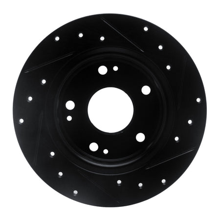 R1 2016-2025 Honda Civic Coupe Rear Left Drilled & Slotted Black Brake Rotor