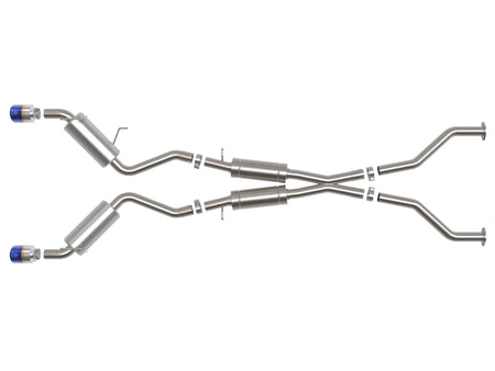 aFe Takeda 09-20 Nissan 370z 2-1/2 IN 304 Stainless Steel Cat-Back Exhaust System w/ Blue Flame Tip