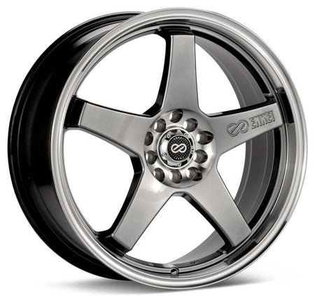 Enkei EV5 17x7 4x100/114.3 45mm Offset 72.6 Bore Diameter Hyper Black w/ Machined Lip Wheel