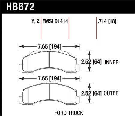 Hawk 10-11 Ford Expedition/F-150 SVT Raptor / 10-11 F-150 Performance Ceramic Front Street Brake Pad