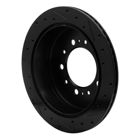 R1 07-22 Lexus LX570 Rear Left Drilled & Slotted Black Brake Rotor