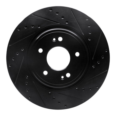 R1 18-23 Genesis G70 Front Right Drilled & Slotted Black Brake Rotor