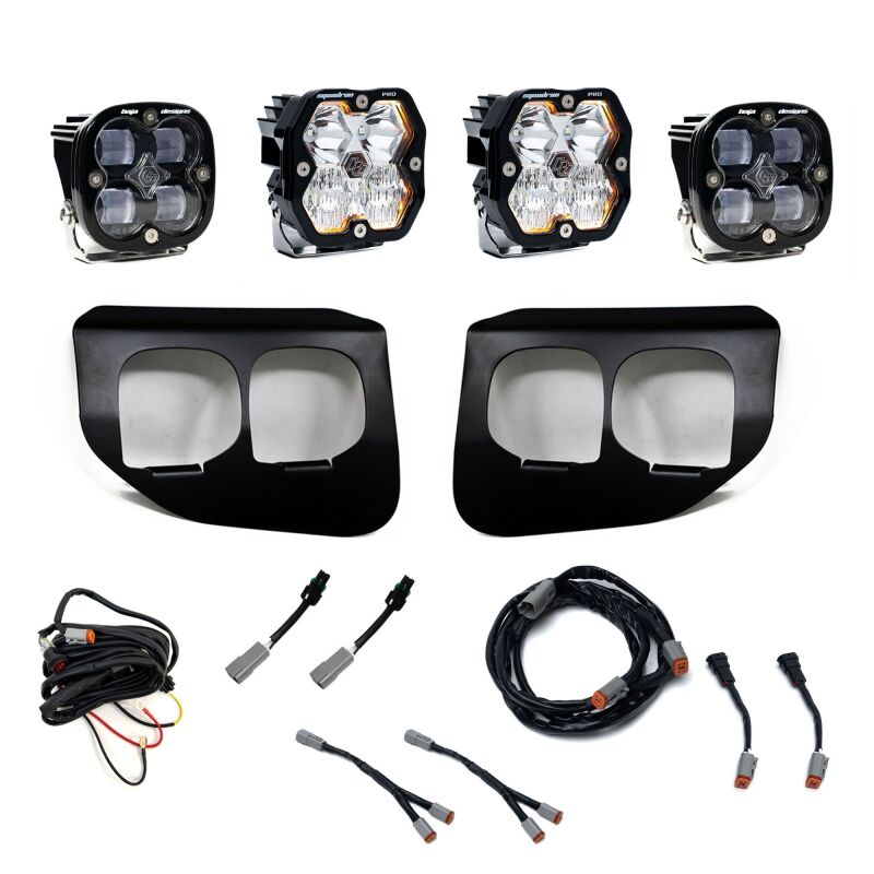 Baja Designs 20-22 Ford Super Duty Squadron 2.0 Pro/SAE Dual Fog Pocket Kit (Driving/Combo) - Clear