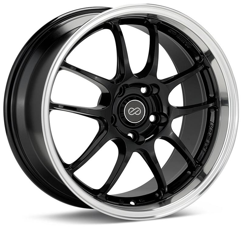 Enkei PF01 17x9 5x114.3 48mm Offset 75mm Bore Diameter Black w/ Machined Lip Wheel