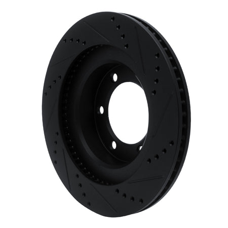 R1 03-09 Lexus GX470 Front Left Drilled & Slotted Black Brake Rotor