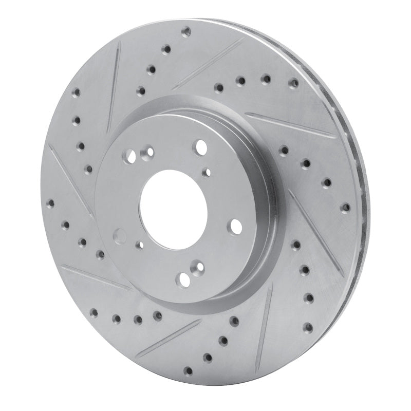 R1 06-15 Honda Civic Si Front Left Drilled & Slotted Silver Brake Rotor