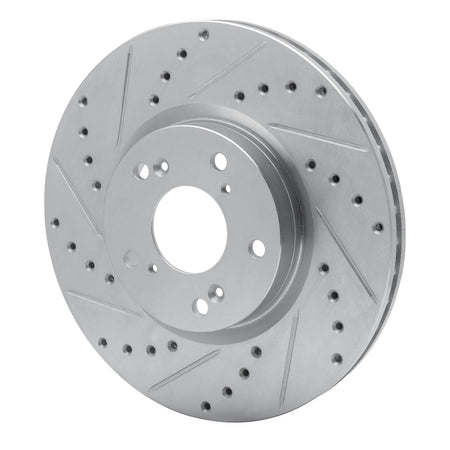 R1 06-15 Honda Civic Si Front Left Drilled & Slotted Silver Brake Rotor