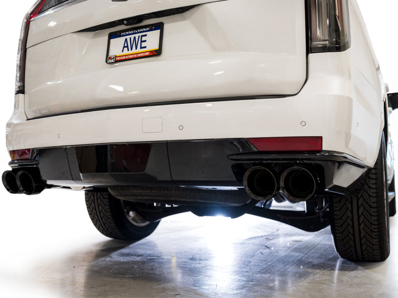 AWE Tuning 2021+ Cadillac Escalade 6.2L 0FG Dual Exit Exhaust System w/ 5in Diamond Blk Tips
