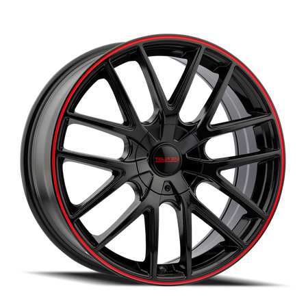 Touren 3260 TR60 18x8 / 5x108/114.3 BP / 40mm Offset / 72.62mm Hub Gloss Black w/ Red Ring Wheel