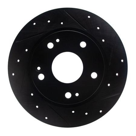 R1 2016-2025 Honda Civic Hatchback Rear Right Drilled & Slotted Black Brake Rotor