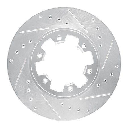 R1 85-02 Nissan Pickup Hardbody Front Right Drilled & Slotted Silver Brake Rotor