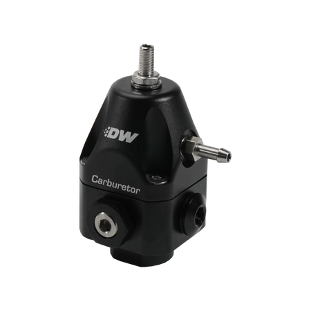 DeatschWerks Compact Carburetor Adjustable Fuel Regulator 6AN x4 Inlets - 6AN Return - Black