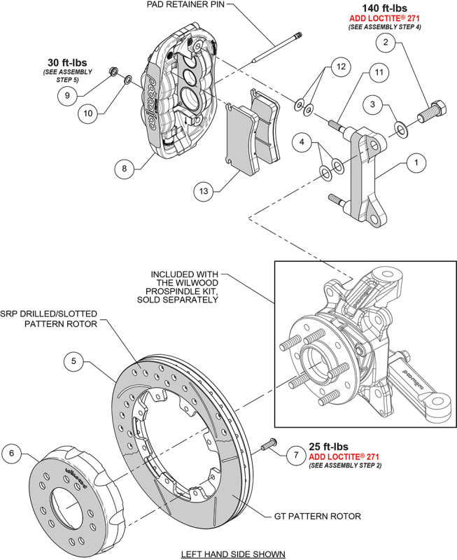 Wilwood Chevy C10 XRS6R Front Big Brake Kit - 12.19in Slotted Rotor - Alum. Pro Spindle - Red